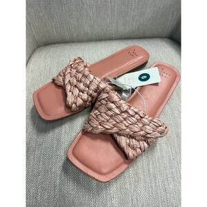 NWT Ladies A New Day Pink Nicolette Raffia Slide Sandals - Size 9